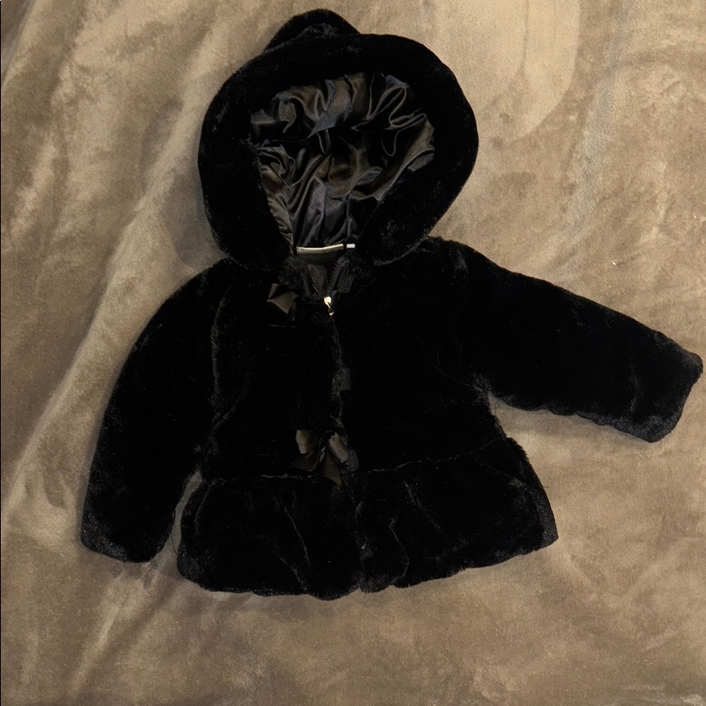 BCX Black girls kids faux fur Jacket 3T EUC!!!